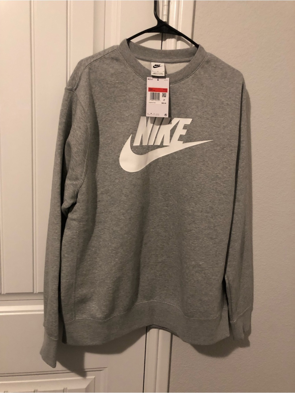 Nike Grey Crewneck with White Swoosh Logo